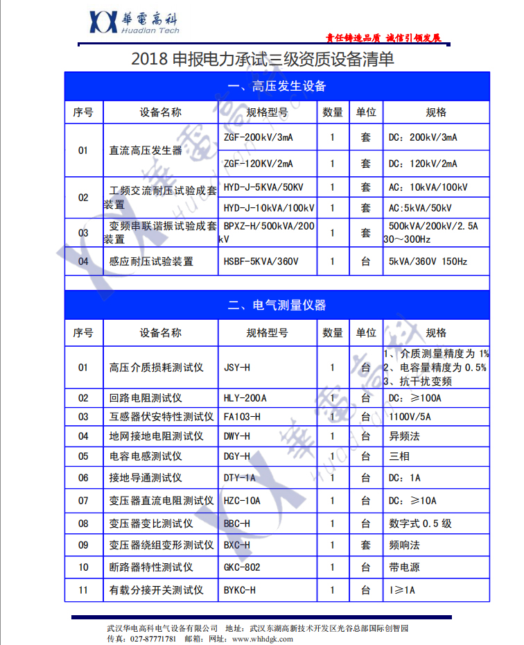 2018申報(bào)電力承試三級資質(zhì)設(shè)備清單